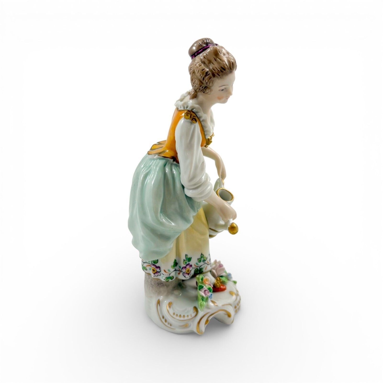 Antique Sitzendorf Porcelain Figurine Lady Gardener Watering Can Germany C.1930s photo for sale