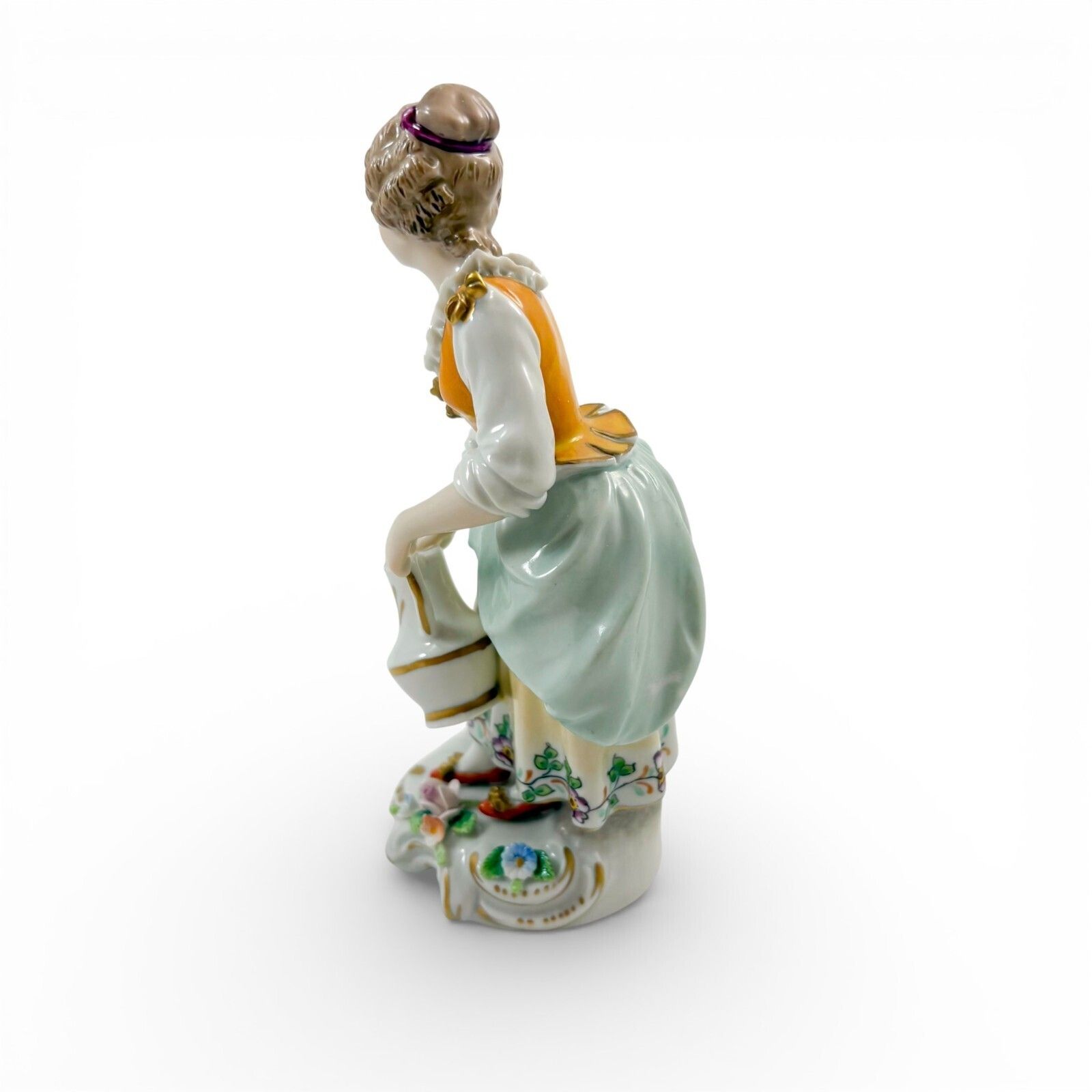 Antique Sitzendorf Porcelain Figurine Lady Gardener Watering Can Germany C.1930s photo 110.0