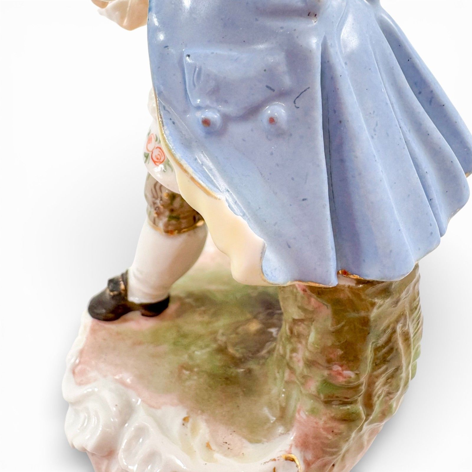 115.0 Antique Dresden Porcelain Courtly Boy Figurine With Letter, Rococo Style C. 1900 photo