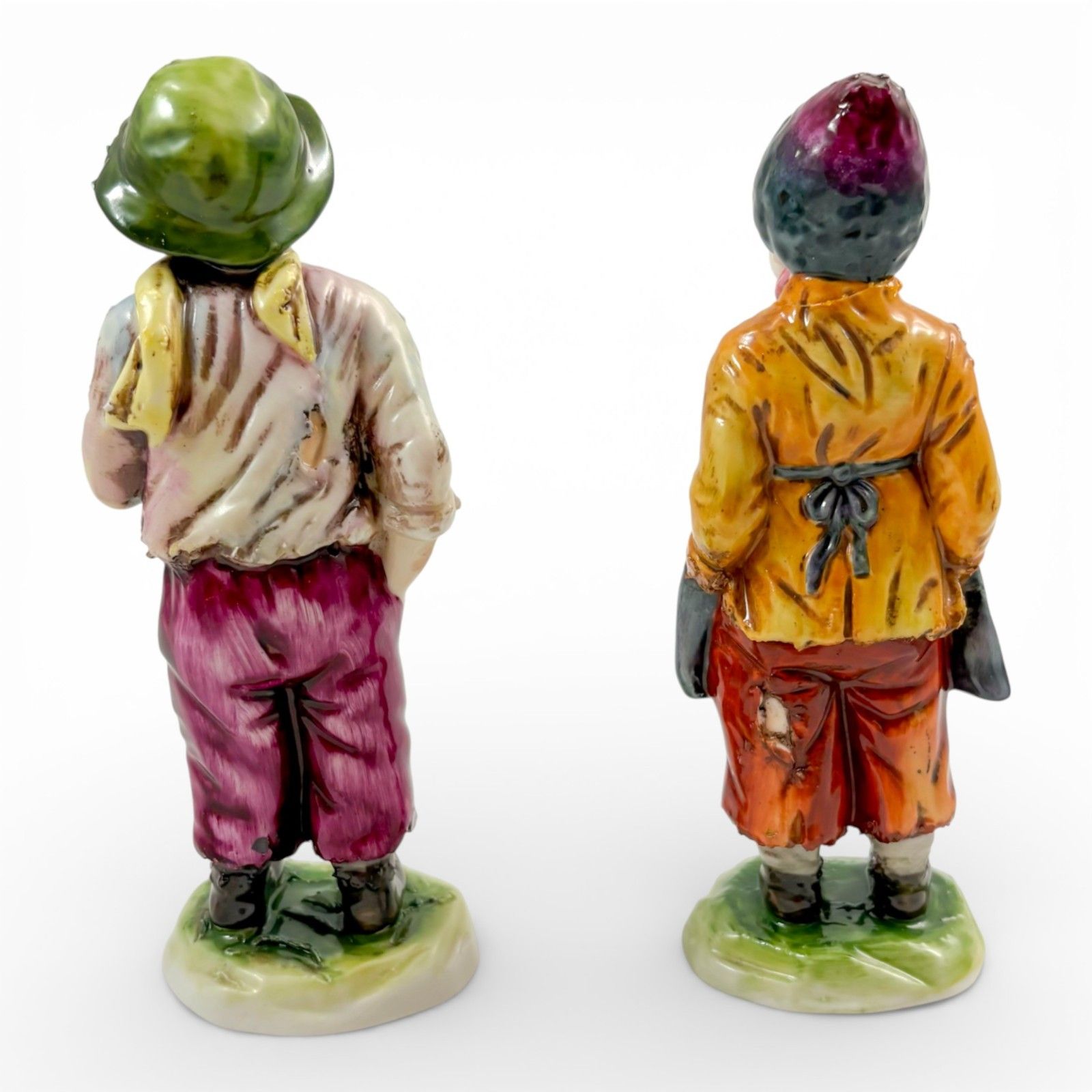 Antique German Porcelain Beggar Children Figurines Pair Kämmer Volkstedt 1920s photo Home Decor