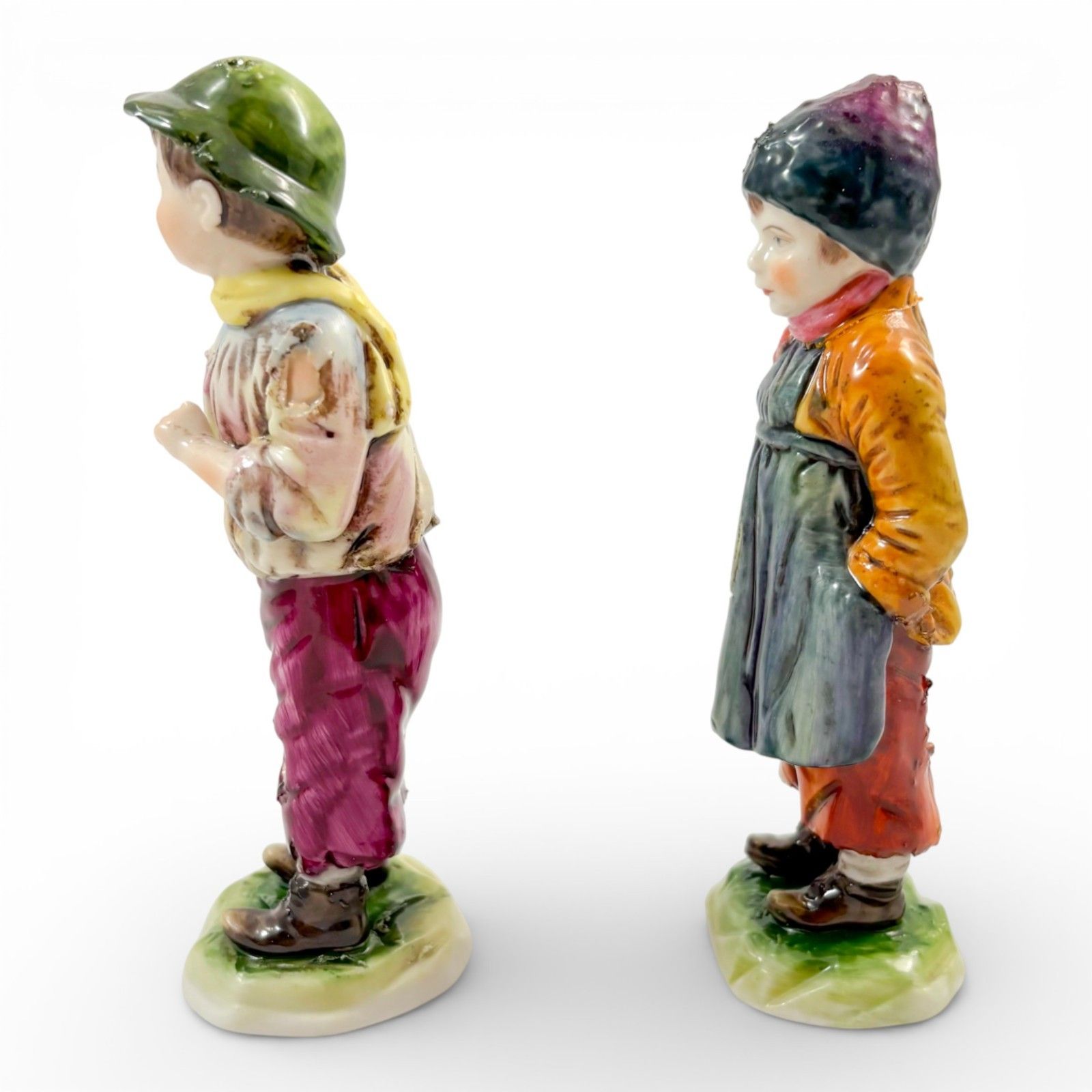 Antique German Porcelain Beggar Children Figurines Pair Kämmer Volkstedt 1920s photo 160.0
