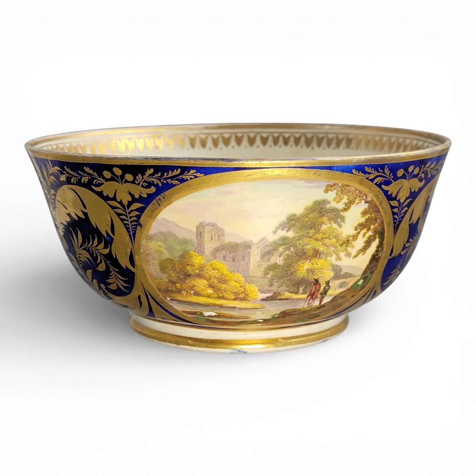 Antique Georgian Derby Porcelain Cabinet Bowl With Titled Landscapes C.1795–1810 photo Home Decor
