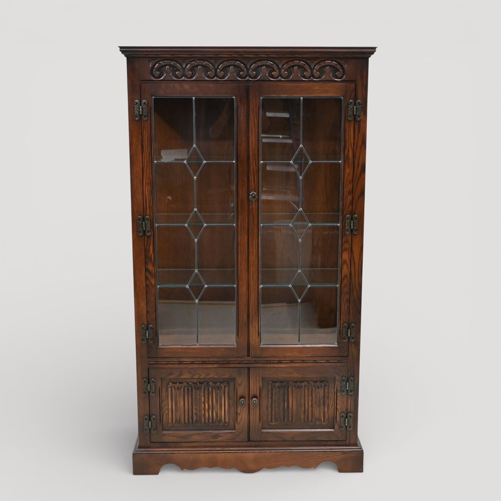 Old Charm Display Cabinet 3 Shelves Tudor Brown Free Uk Delivery*