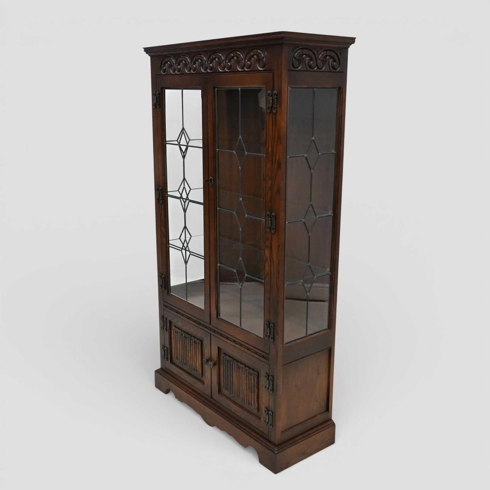 Old Charm Display Cabinet 3 Shelves Tudor Brown Free Uk Delivery* photo furniture