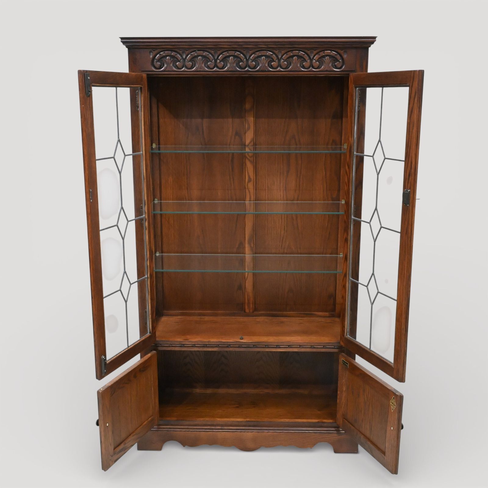 Old Charm Display Cabinet 3 Shelves Tudor Brown Free Uk Delivery* photo vintage