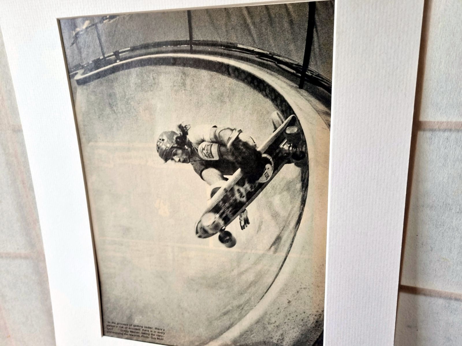 Skateboard Wall Art Photo, Gregg Weaver Action Portrait, 1970s San Diego Skate Scene, Original Magazine Page, Black White Skate