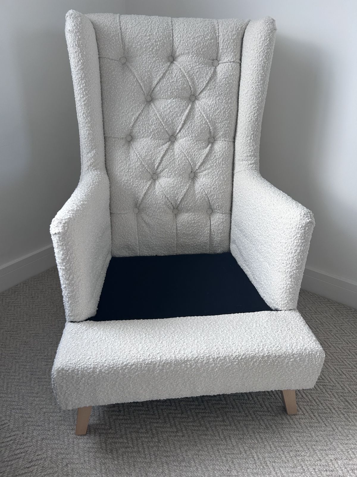 Winged Boucle Newly Upholstered Arm Chair photo Furniture