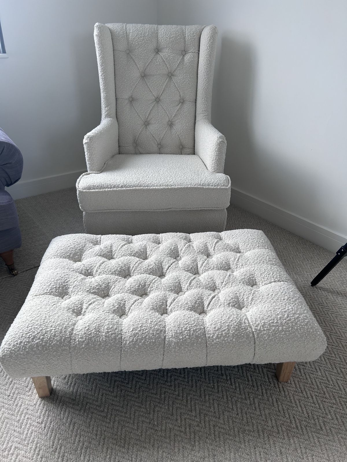 Winged Boucle Newly Upholstered Arm Chair photo buy
