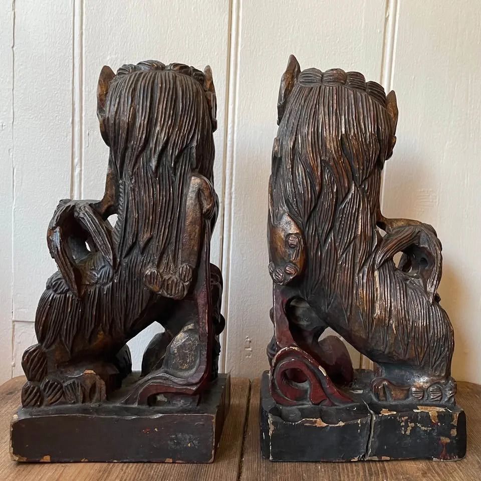 Chinese Qing Dynasty Carved Foo Dogs. photo 225.0