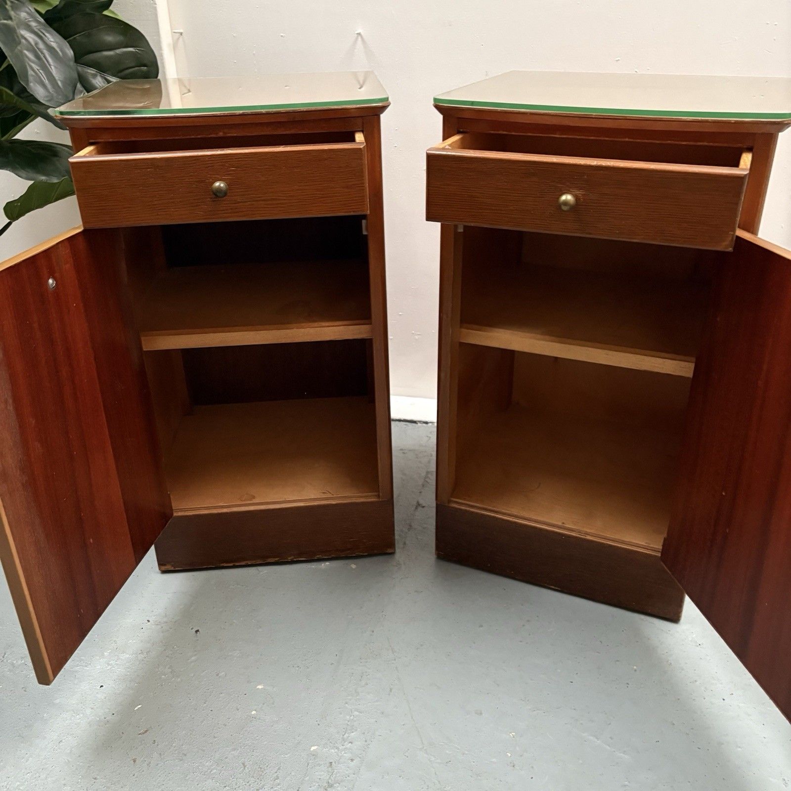 Furniture Pair Of Lebus Bedside Cabinet / Art Deco Oak Style Pot Cupboard photo