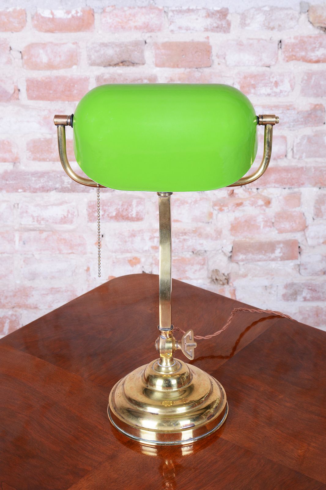 Restored Art Deco Table Lamp, By Franta Anýž, Brass, Glass, Czech, 1920s photo vinterior