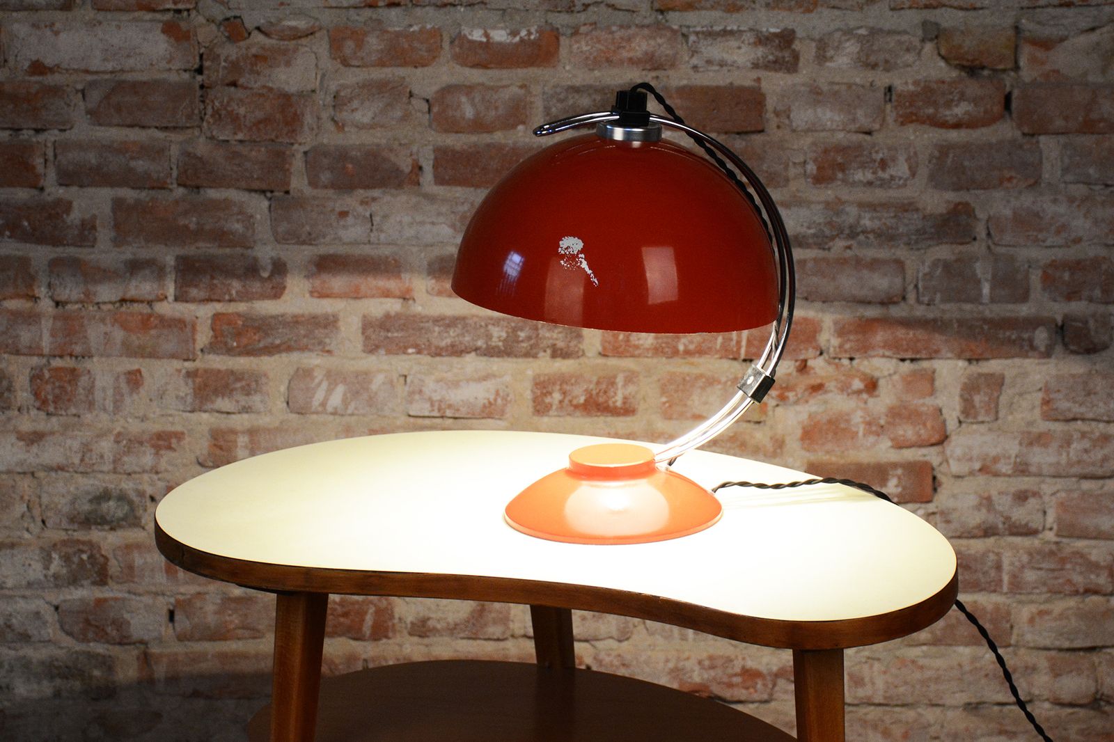Original Mid Century Table Lamp, Chrome Plated Steel, Paint, Czech, 1970s photo Lighting