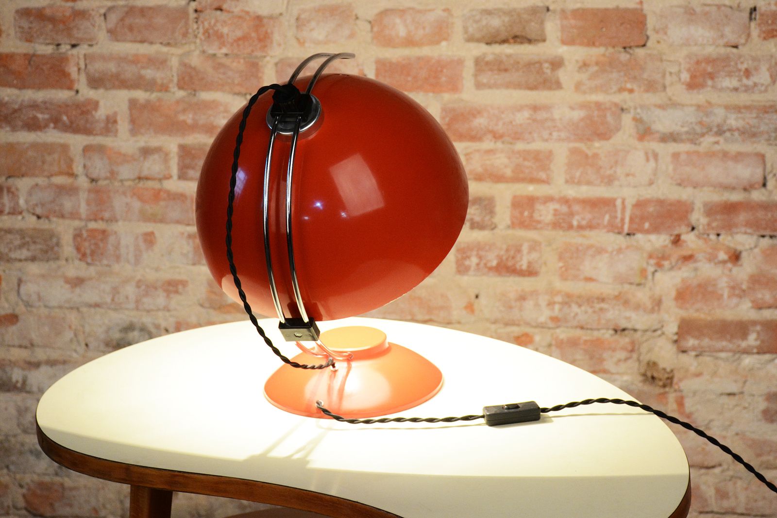 Original Mid Century Table Lamp, Chrome Plated Steel, Paint, Czech, 1970s photo vinterior