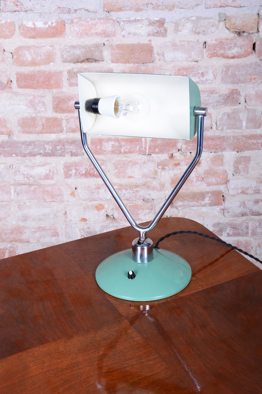 Original Mid Century Table Lamp, By Napako, Chrome Plated Steel, Czech, 1950s photo for sale