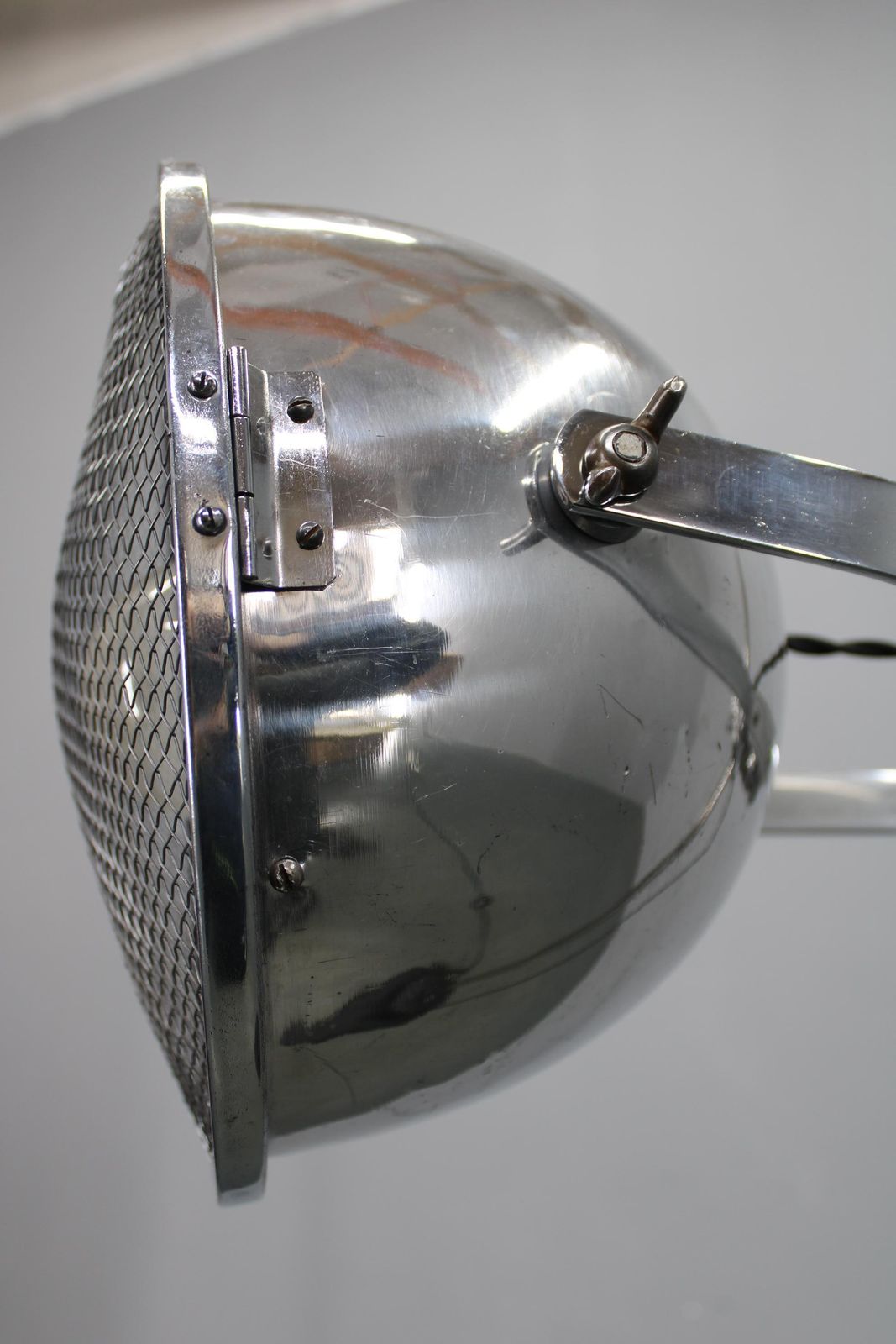 photo furniture Industrial Adjustable Floor Lamp, Chromed Metal, Czechoslovakia 1950s