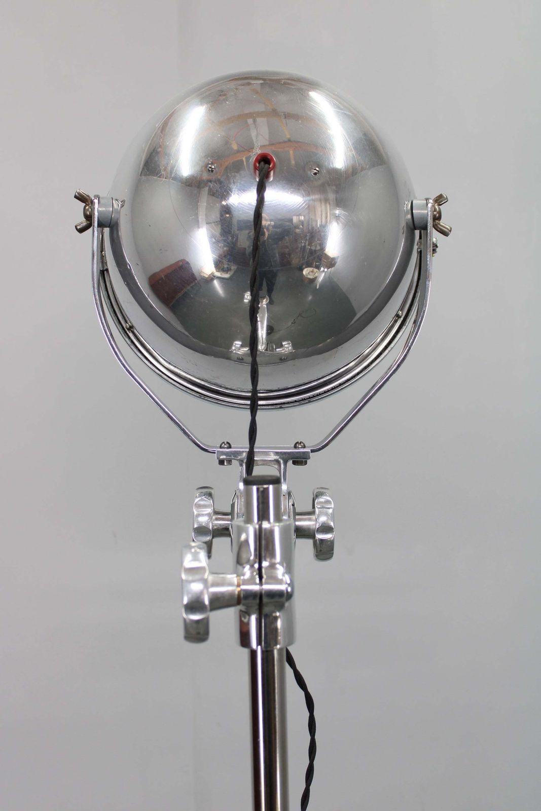photo vinterior Industrial Adjustable Floor Lamp, Chromed Metal, Czechoslovakia 1950s