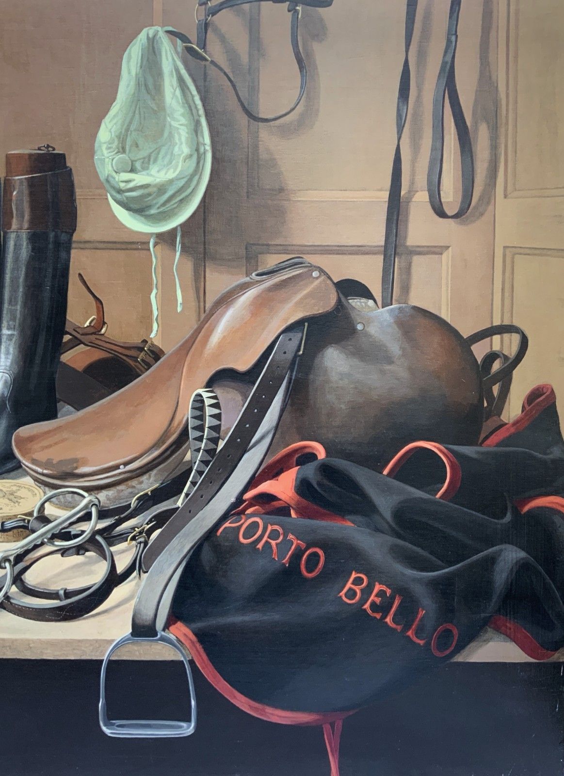 The Riding Room Huge Equestrian Oil Painting By Gordon Davies (1926 2007) photo for sale