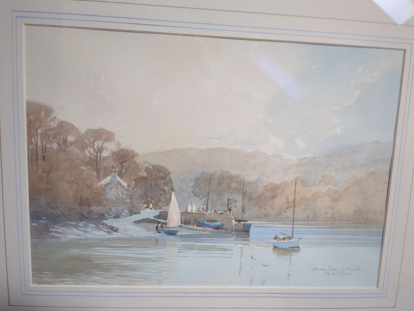 Mark Gibbons Watercolour Of Greenway Quay, Dartmouth. photo for sale