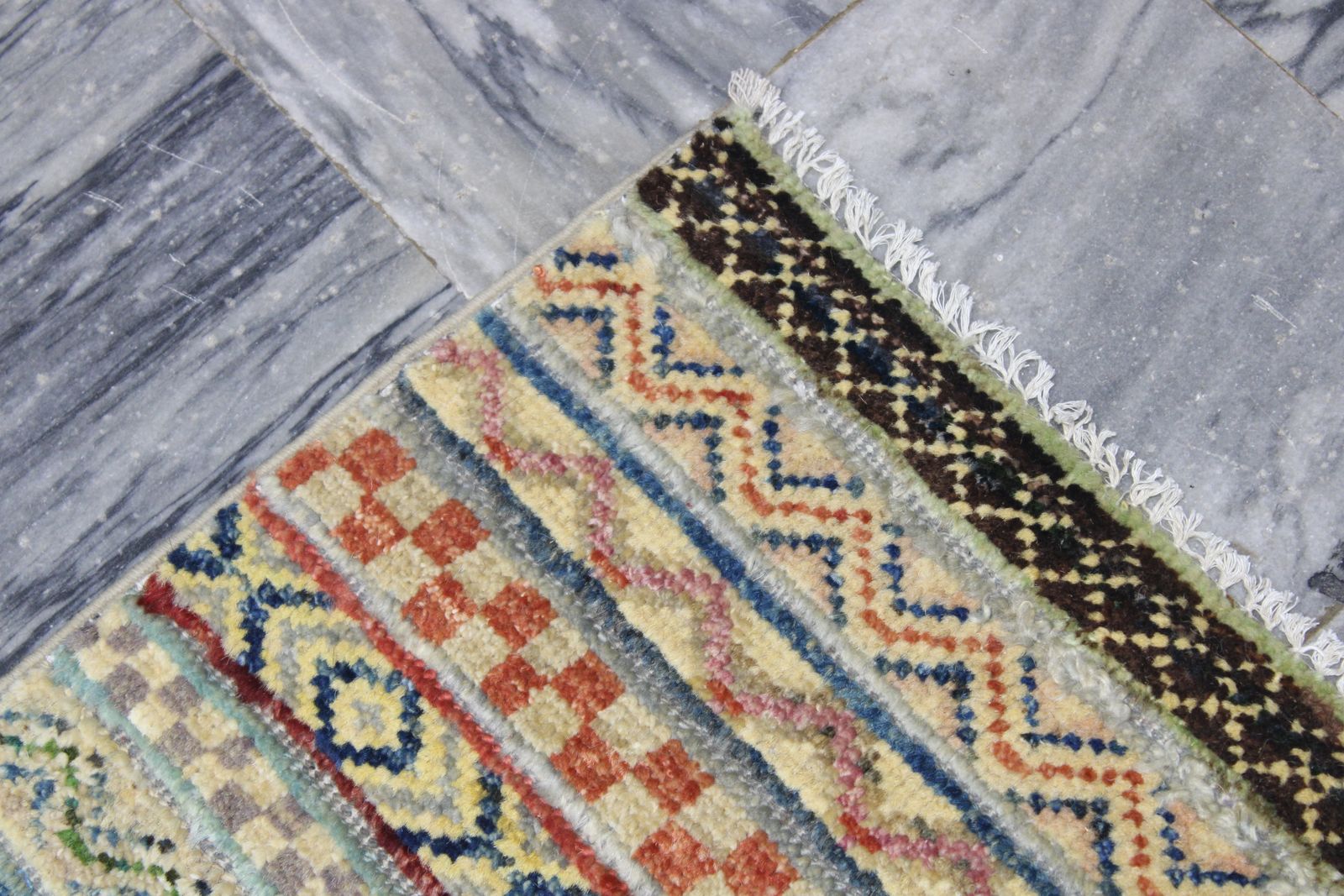 Barjasta Afghan Wool Multicolor Tribal 10ft Runner Rug photo 426.0
