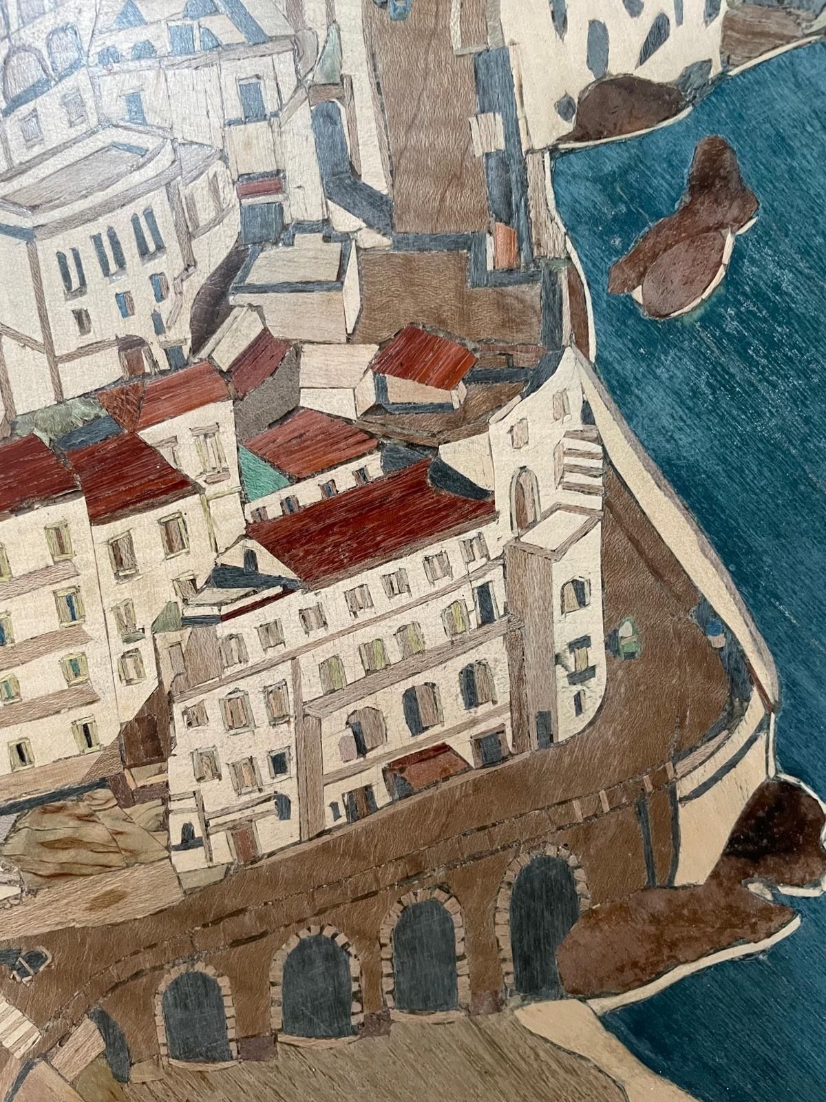 photo for sale Exquisite Marquetry Depiction Of Amalfi Italy