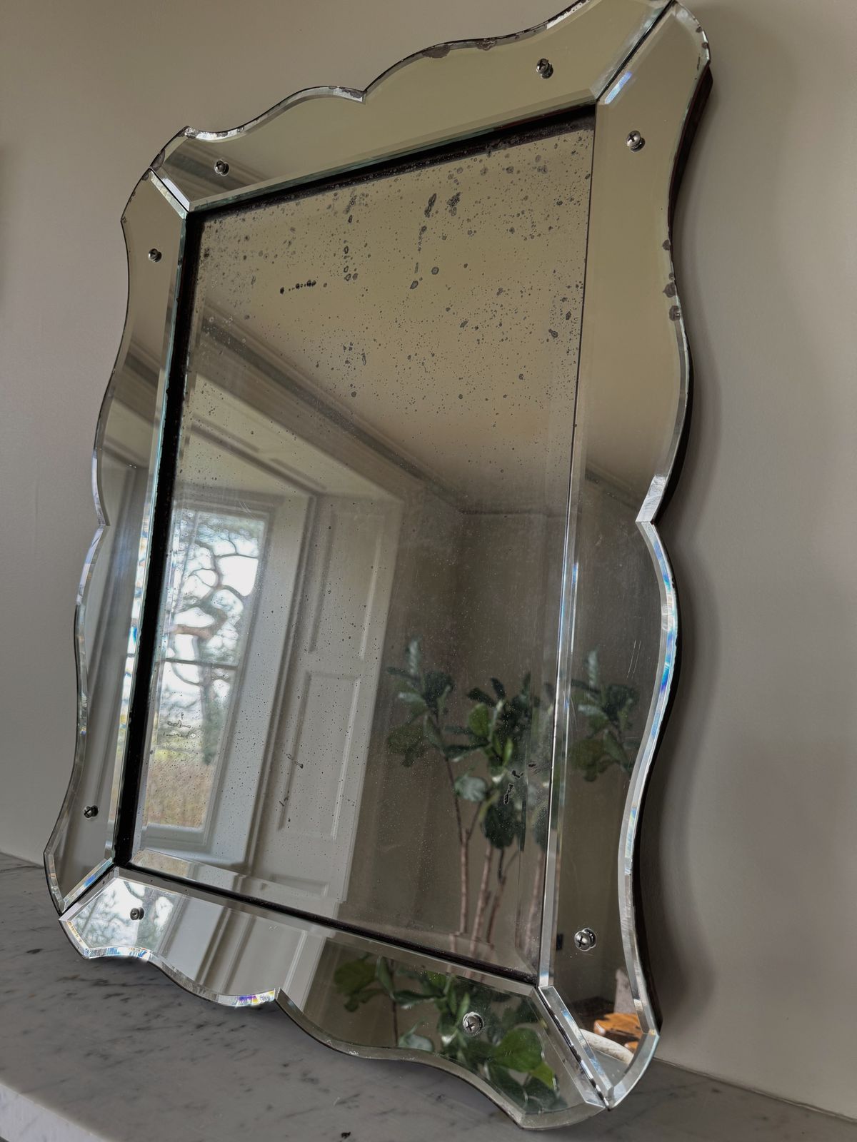 Art Deco French Venetian Mirror With Wavy Edges photo Home Decor