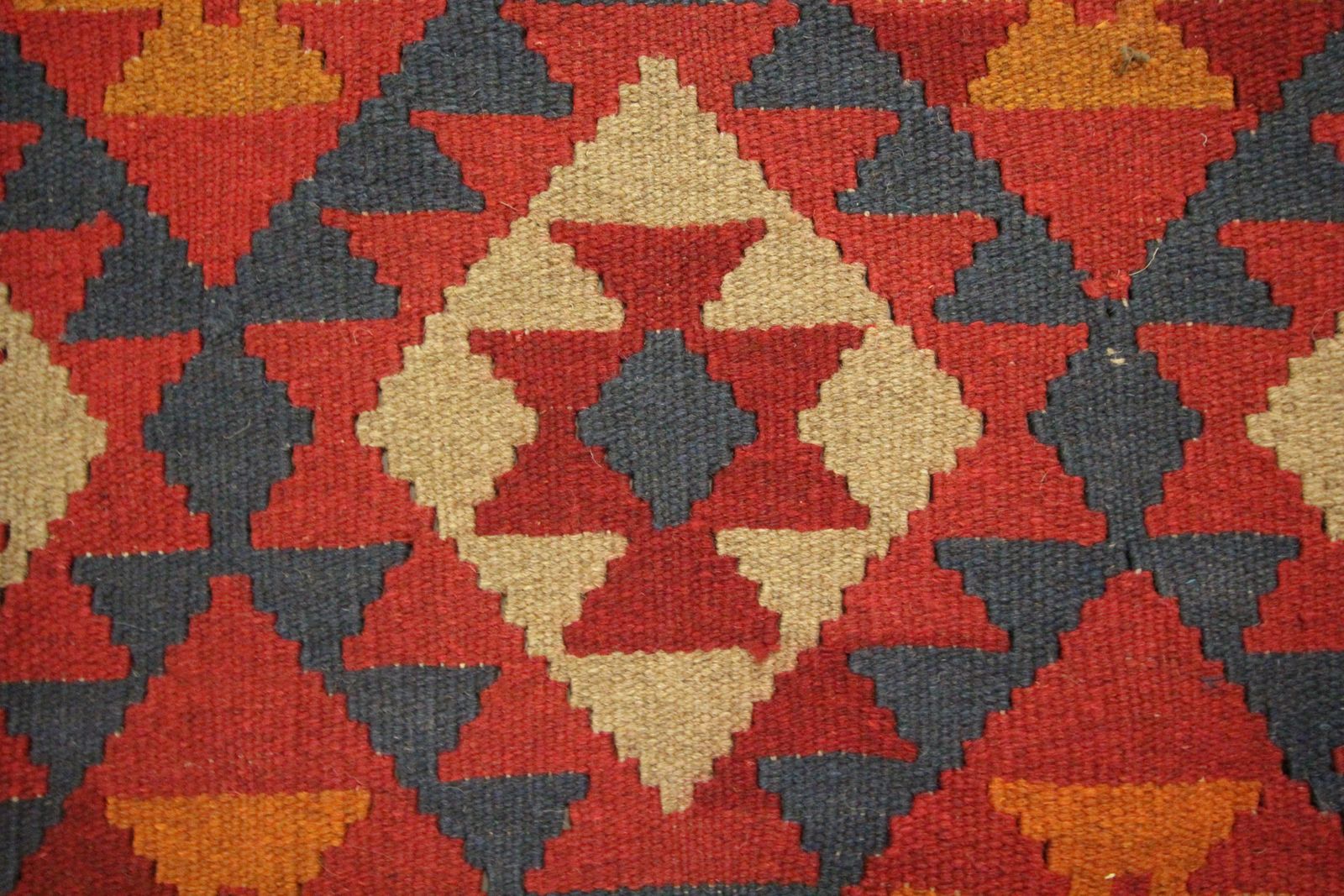 Traditional Handmade Carpet Wool Kilim Rug Orange Geometric Area Rug photo Textiles