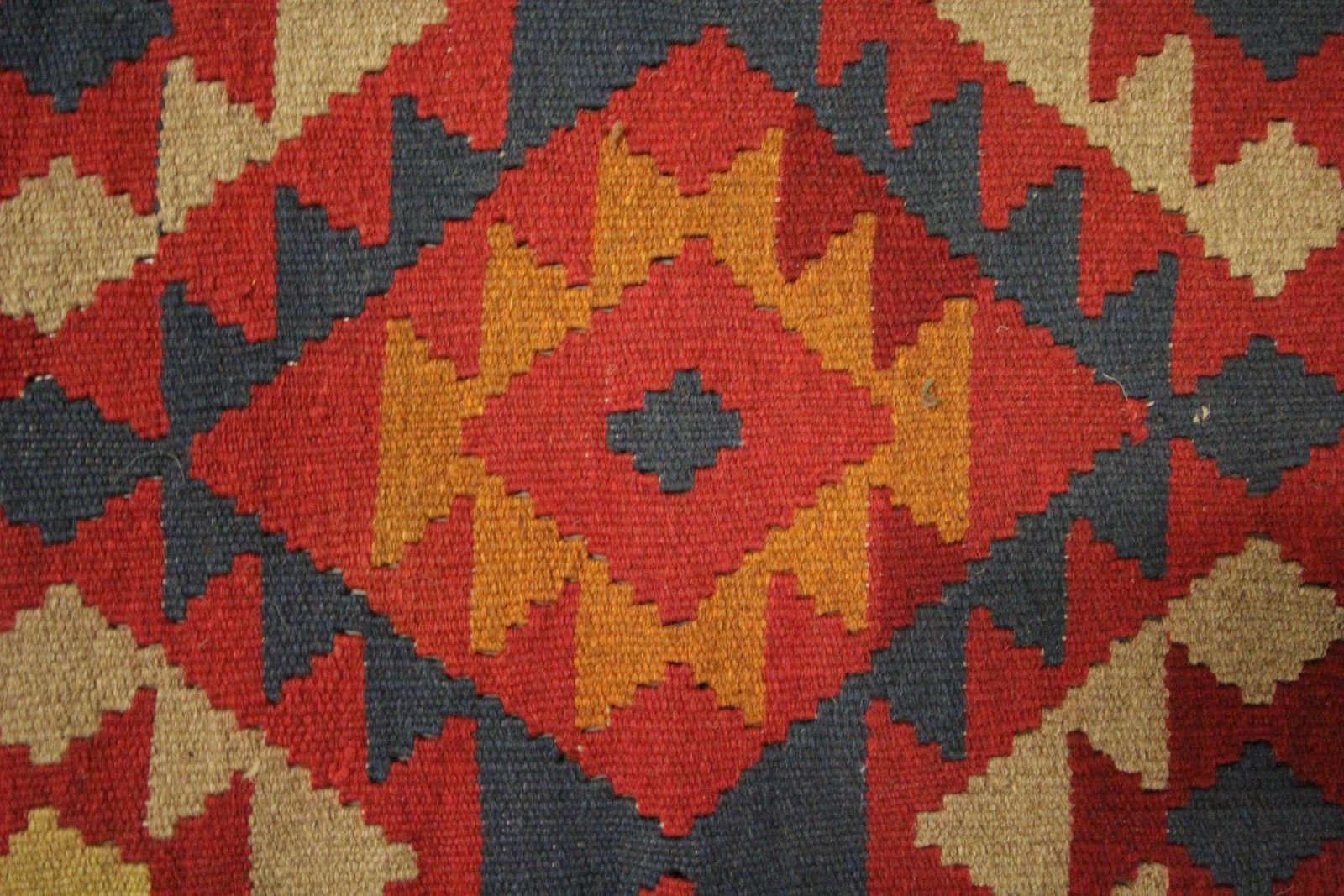Traditional Handmade Carpet Wool Kilim Rug Orange Geometric Area Rug photo 1918.0