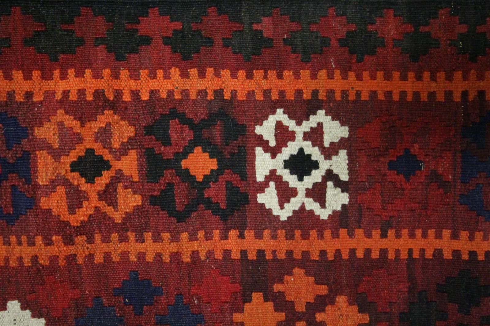 Geometric Kilim Rugs Traditional Handwoven Blue Red Wool Area Rug photo buy