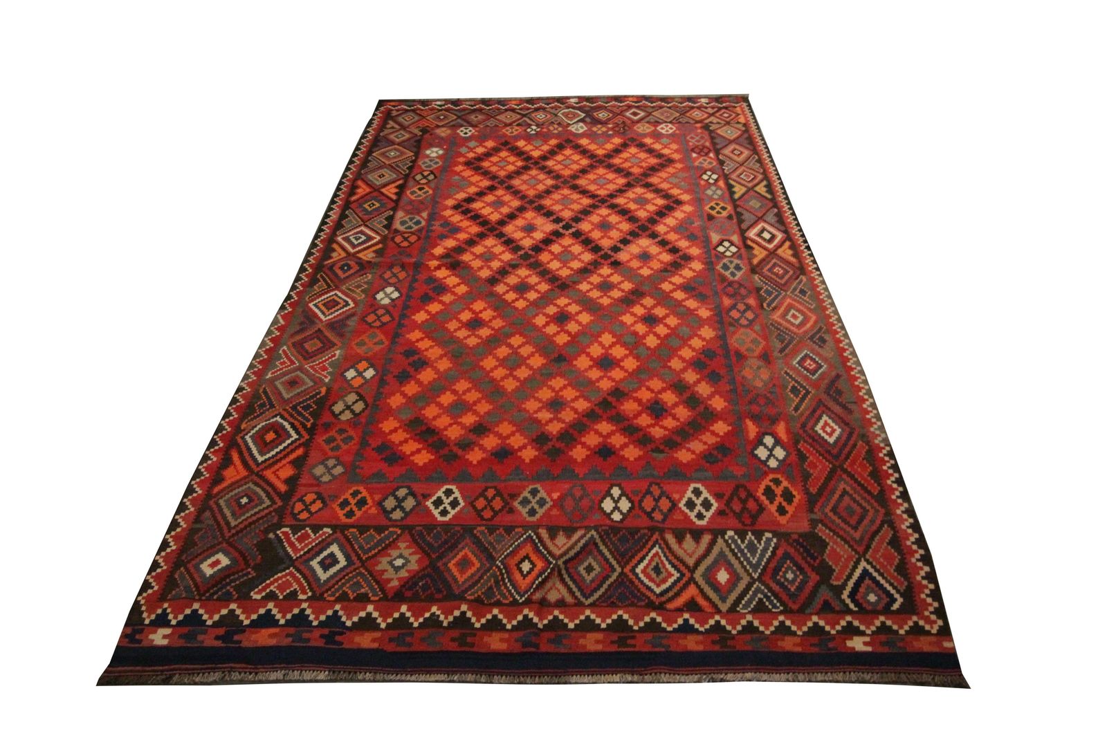 Red Carpet Wool Kilim Rug Handmade Traditional Caucasian Area Rug photo furniture