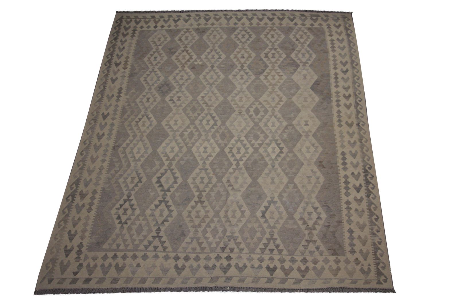 Grey Wool Kilim Rug Handmade Traditional Geometric Kilims Area Rug photo furniture
