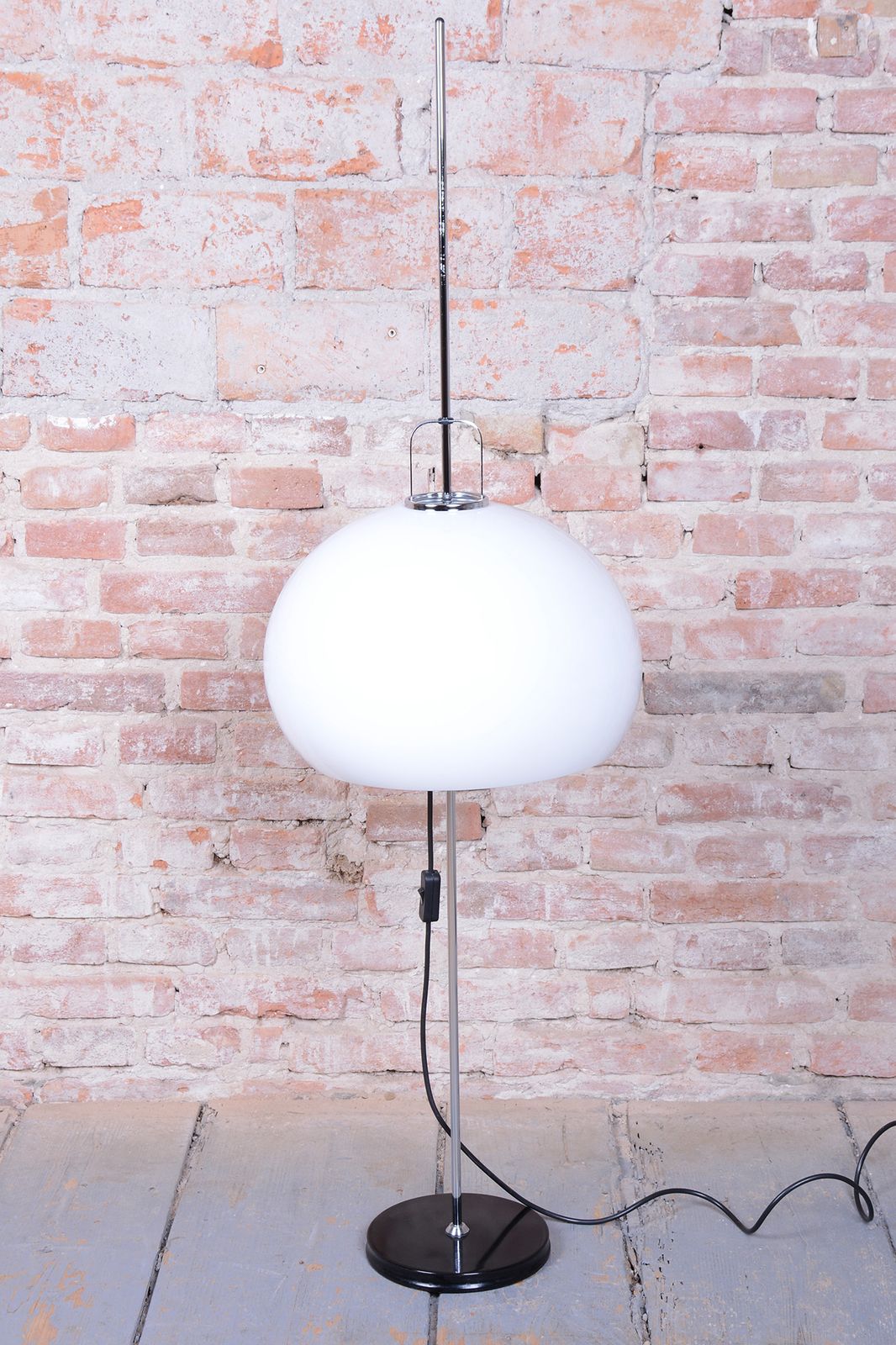 Original Mid Century Floor Lamp, By H. Guzzini For Meblo, Chrome, Italy, 1960s photo for sale