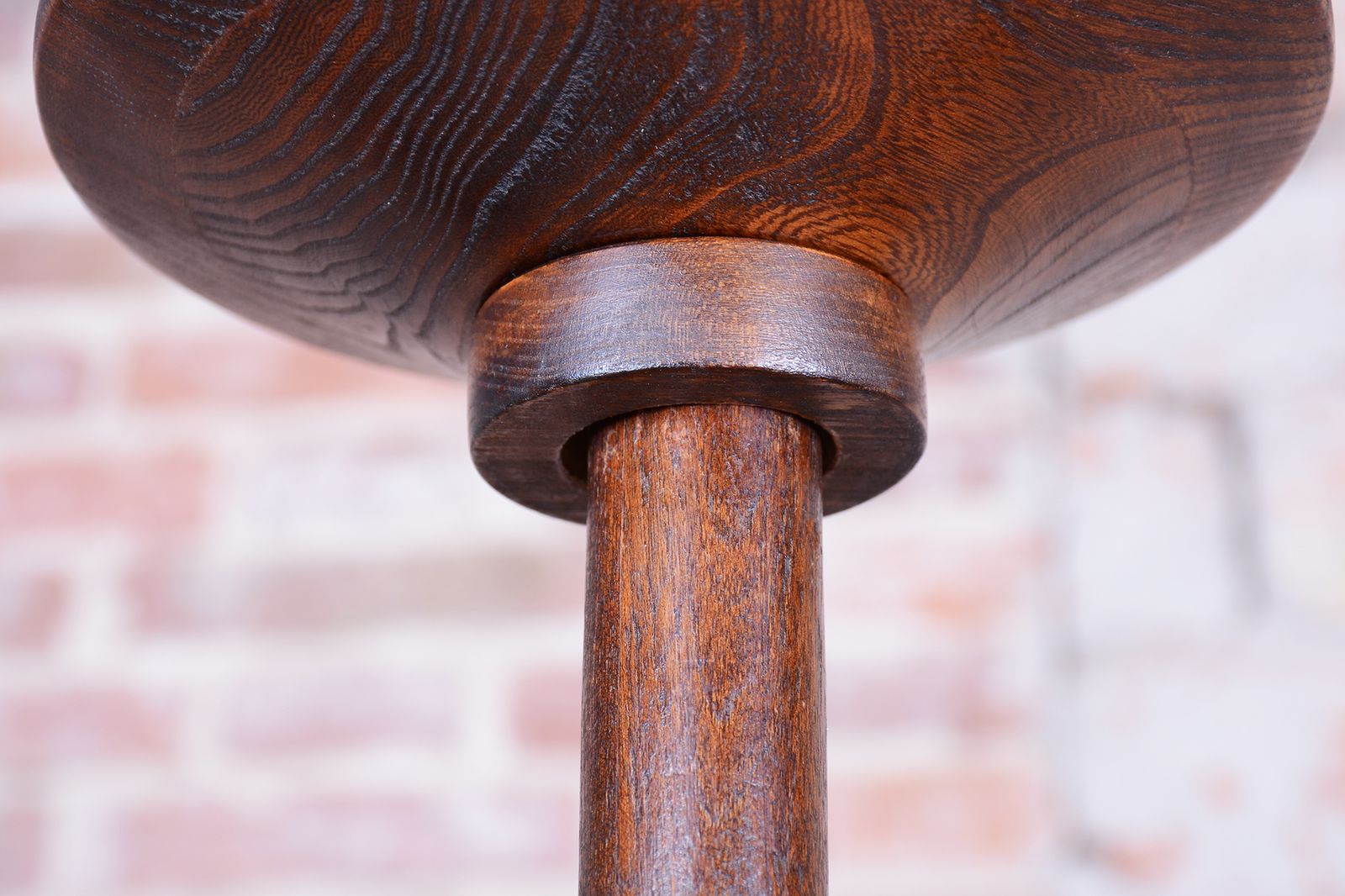 Restored Mid Century Ceilig Lamp, Oak, Frosted Glass, Czech, 1950s photo vintage
