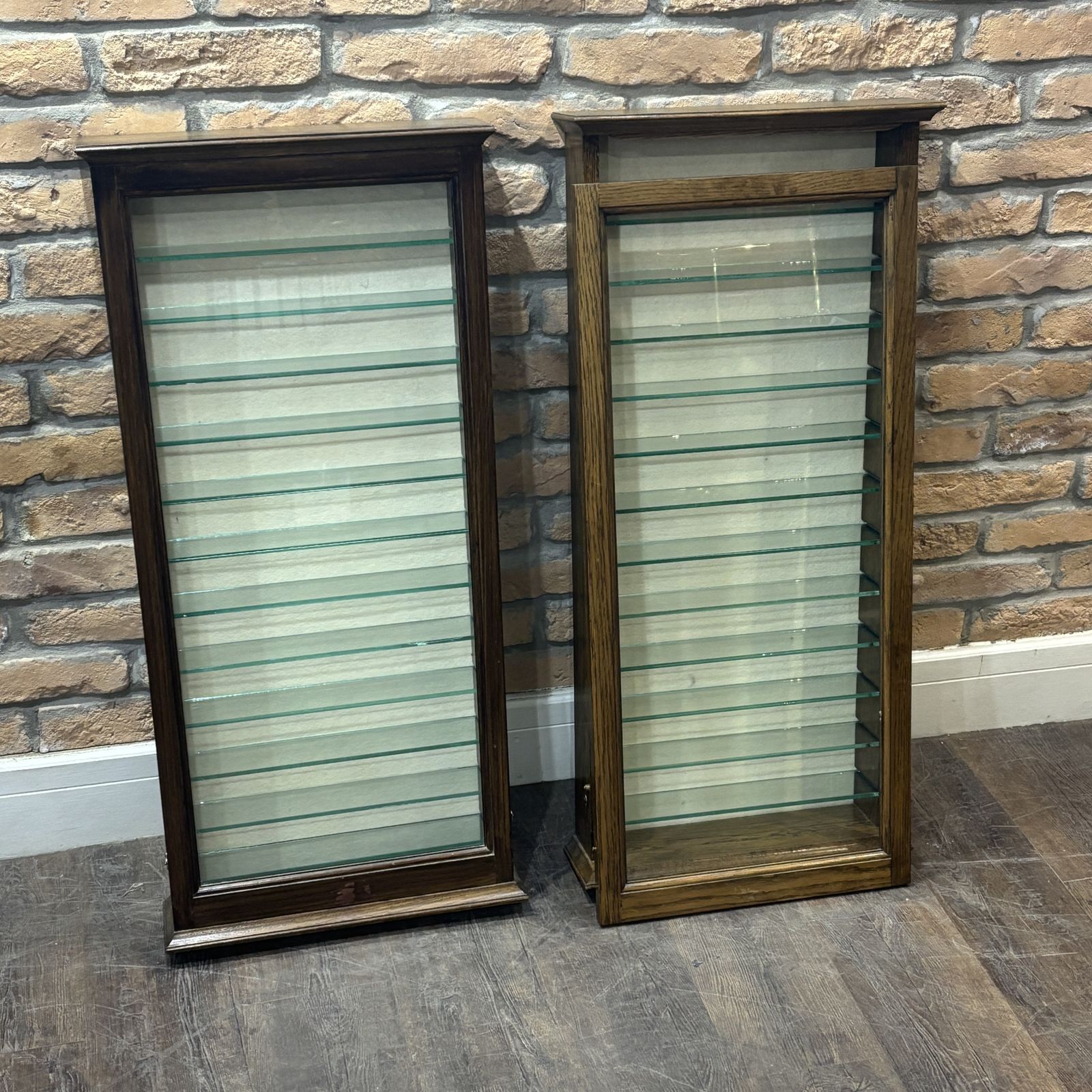 Edwardian Style Oak Wall Shop Display Cabinet