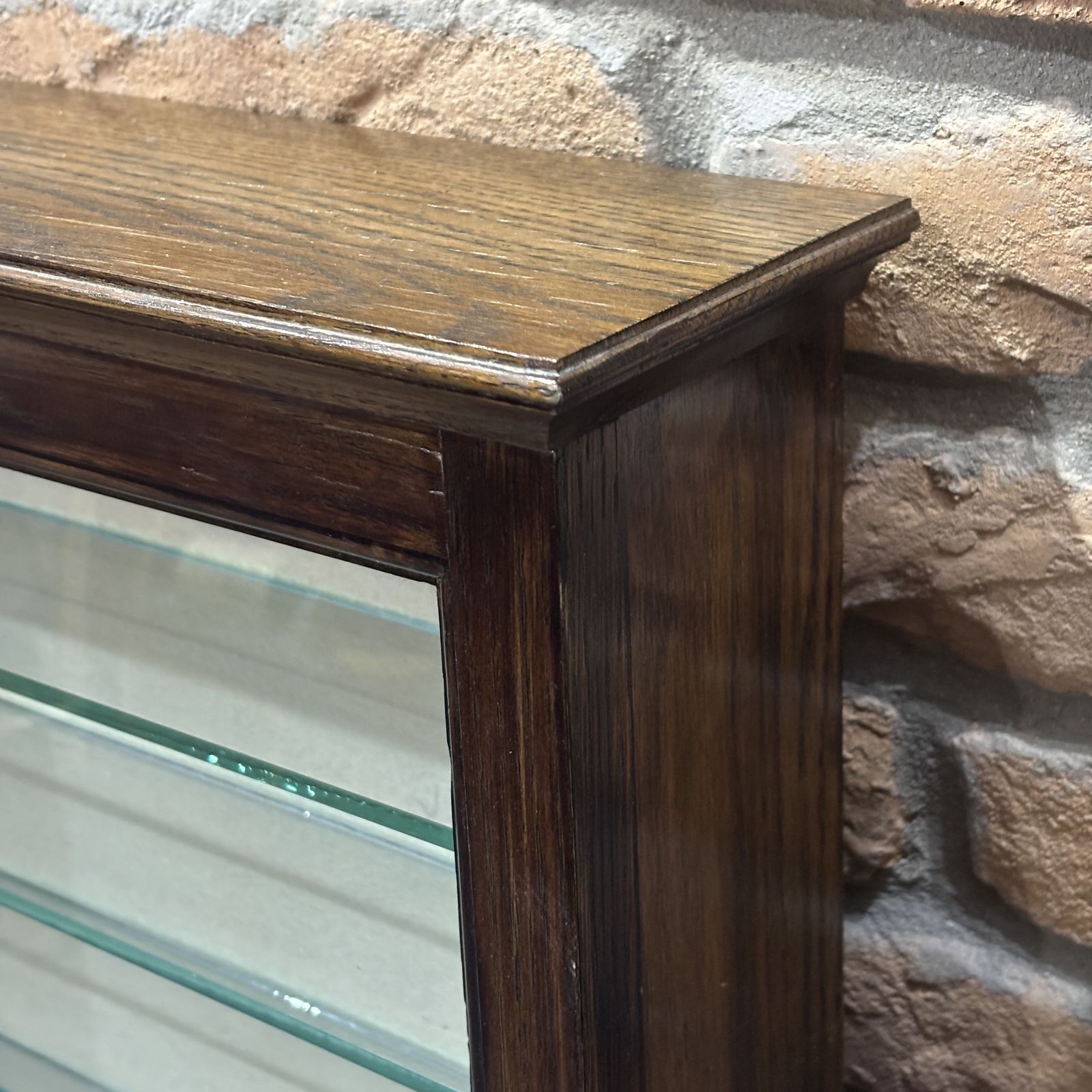 Edwardian Style Oak Wall Shop Display Cabinet photo for sale