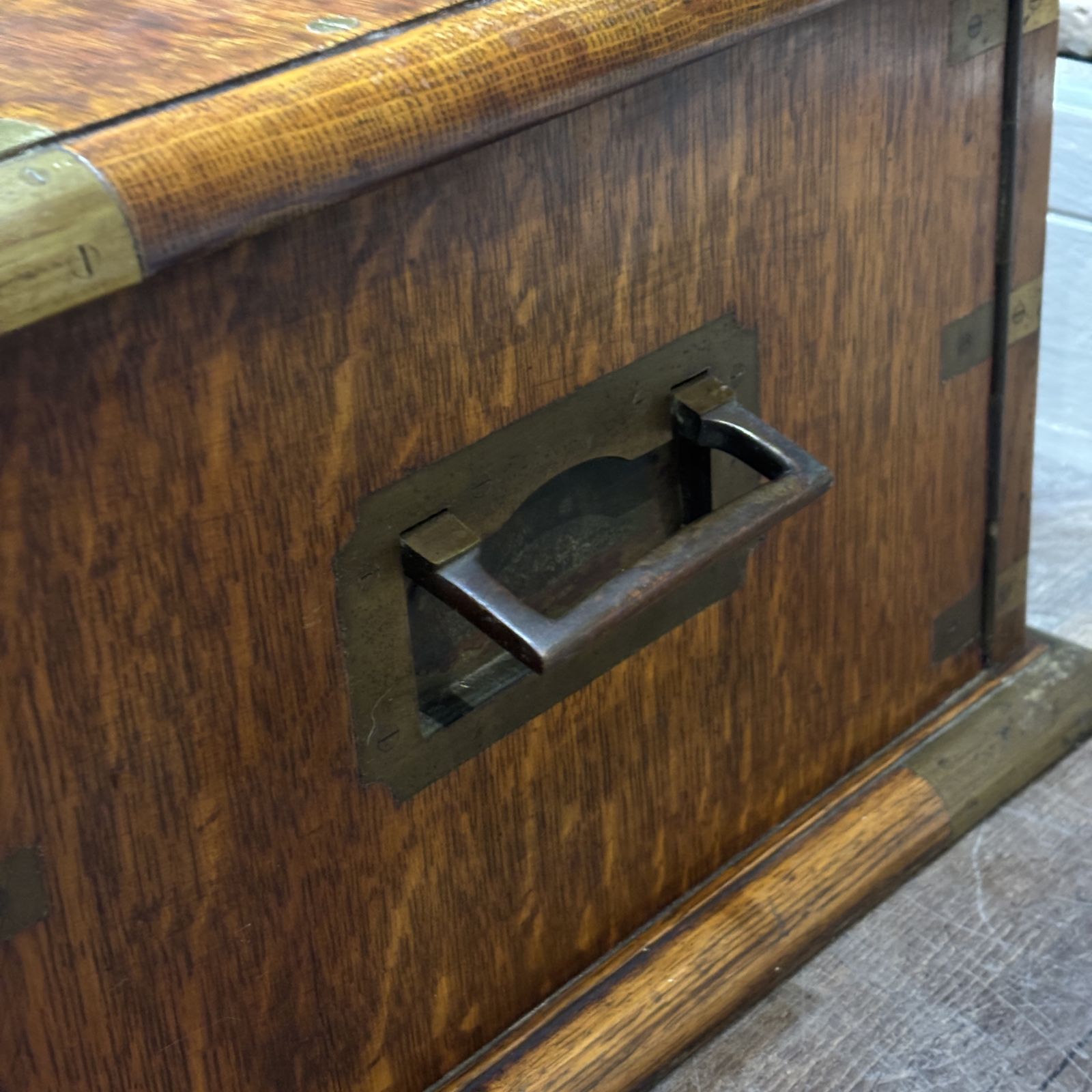 photo for sale Antique Brass Bound Oak Jeweller’s / Watchmaker’s Cabinet