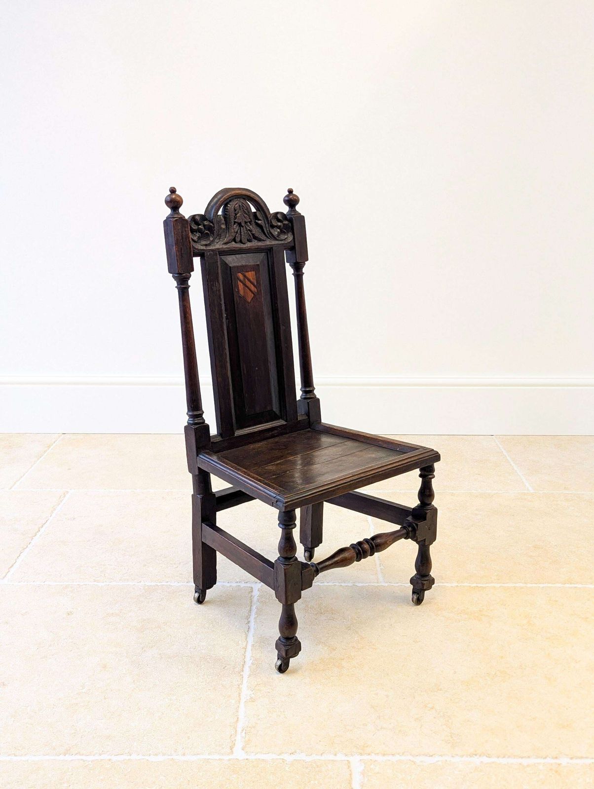 Furniture Antique Late Victorian Oak Hall Chair C.1890 photo