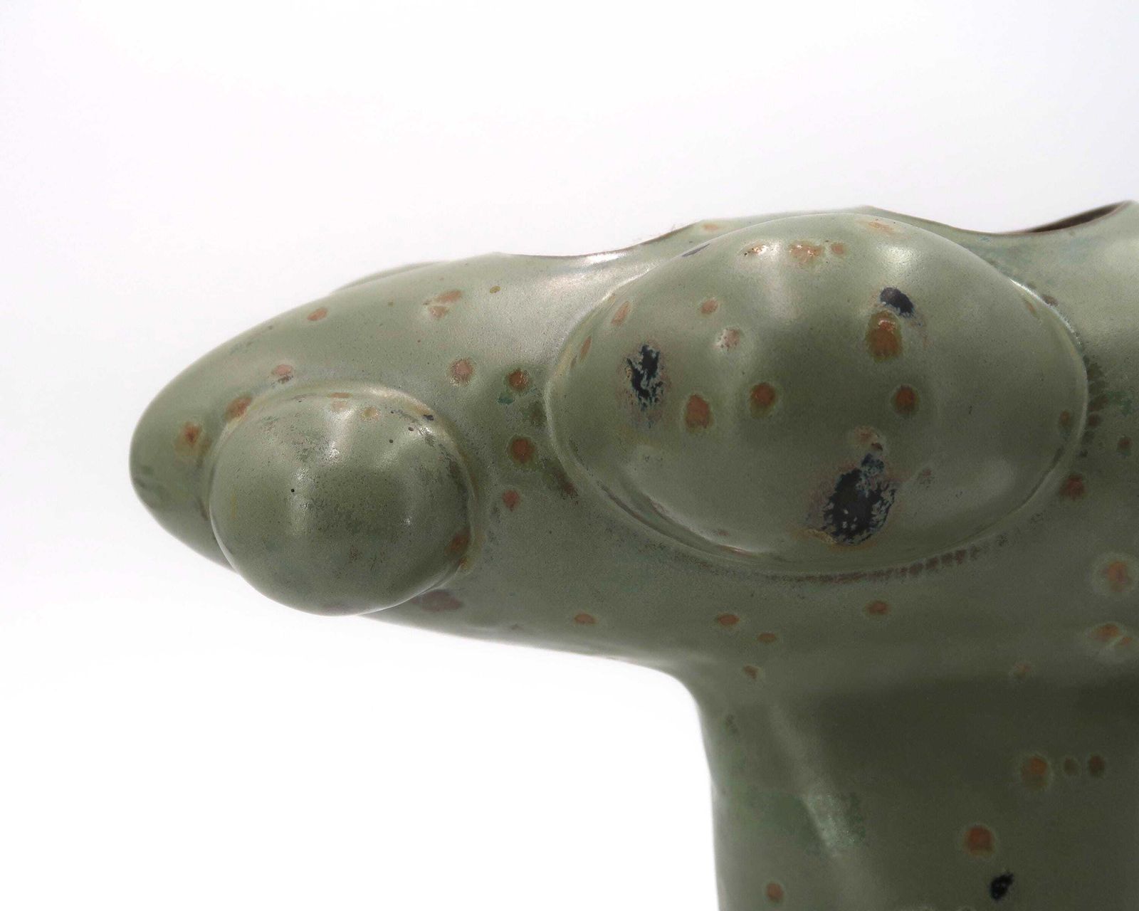 French Sculptural Ceramic Table Lamp With Organic Shapes / Sculpture, Art, Home Decor, Lighting, Green, Nature photo vinterior