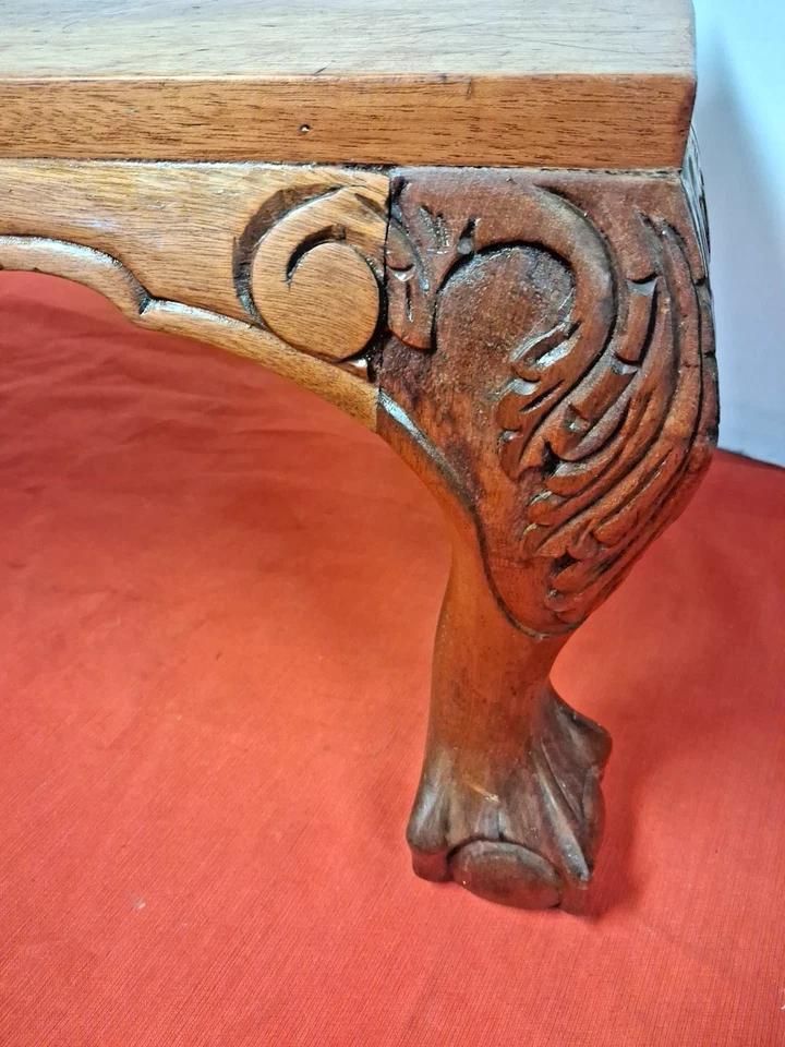 Antique Long Coffee Table With Large Ball And Claw Feet With Lots Of Patina photo furniture
