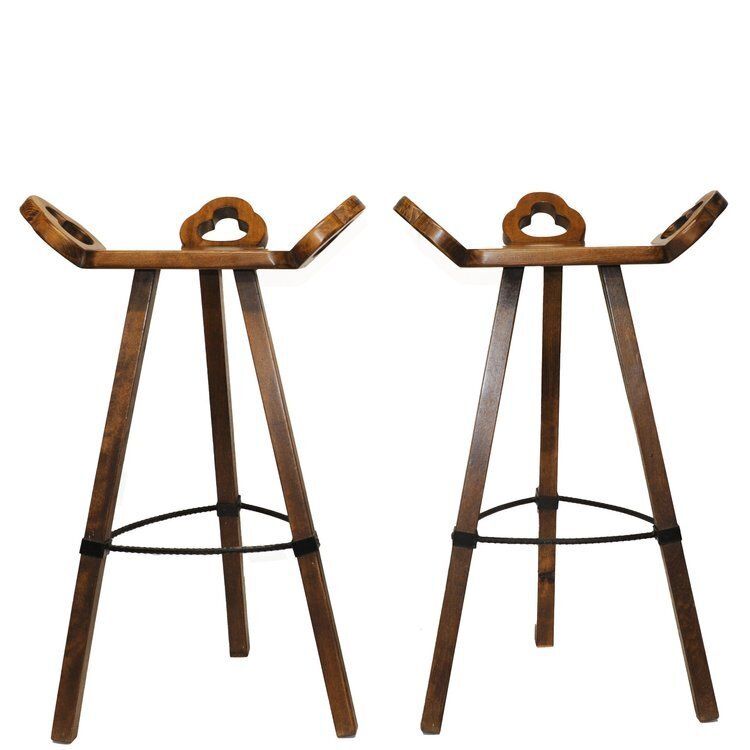 Brutalist Marbella Style Beech Bar Stools By Viriato Gomez For Toledo 1970s Set Of 4 photo furniture
