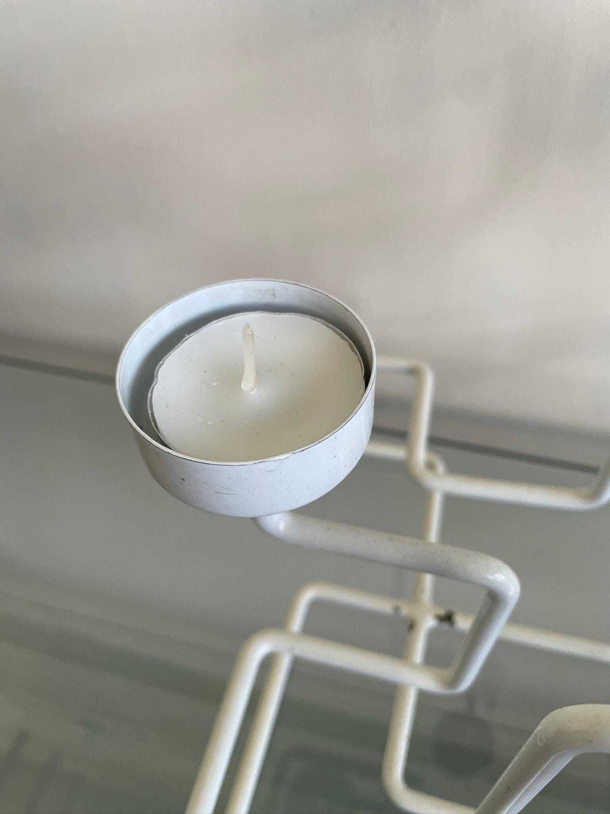 White Wire Metal Candlestick For Tealights Quirky Pomo Piece photo Home Decor