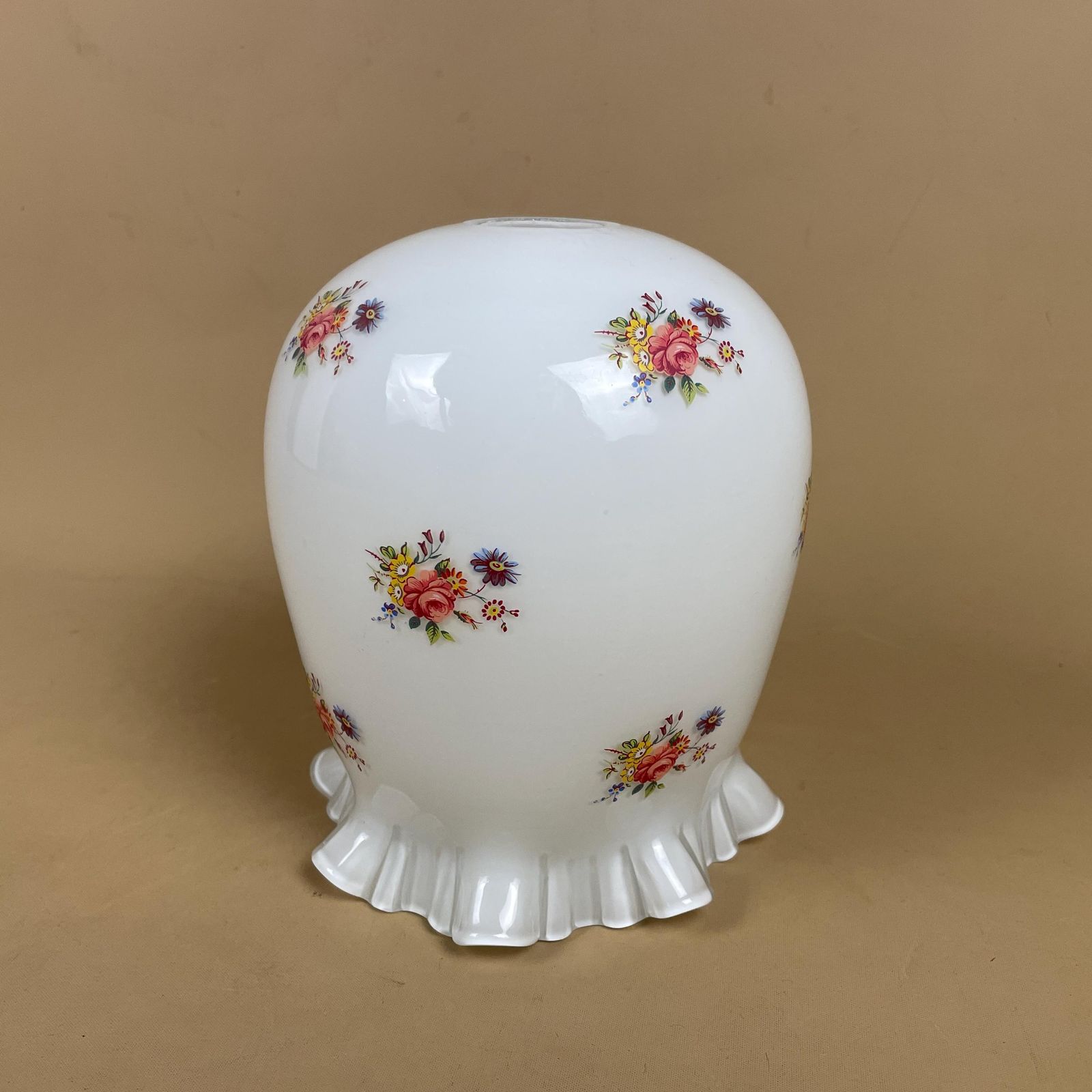Glass Lamp Shade White Tulip Shape Pendant Lampshade Tiffany Style Ceiling Lightshade Light Floral Pattern Antique Vintage Frilly Scallop photo for sale