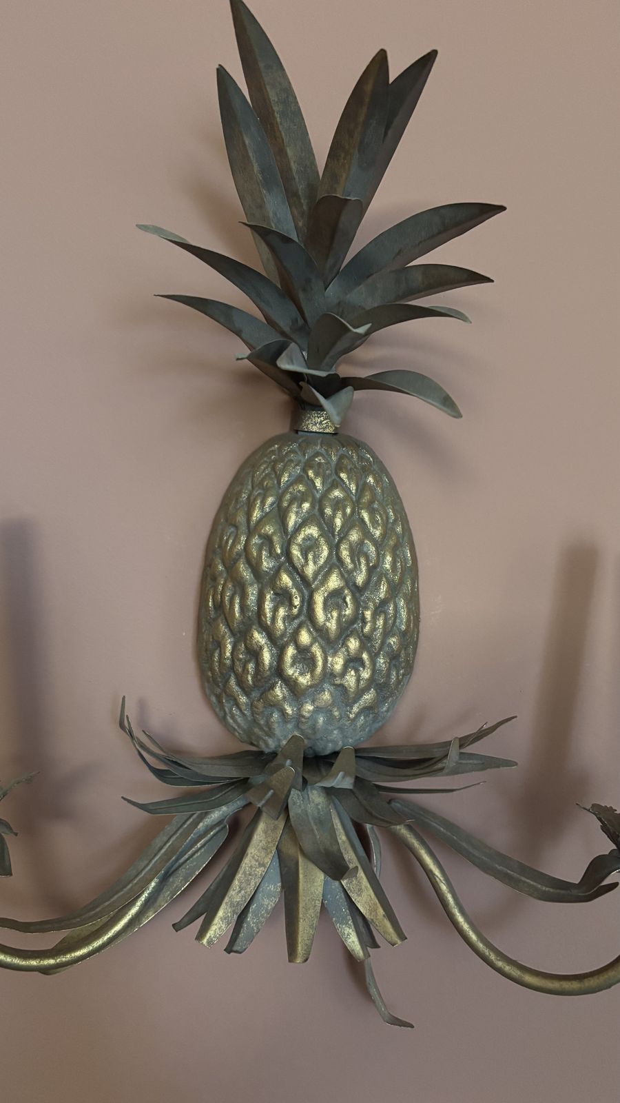 Abigail Ahern Brass Pineapple Wall Sconce Twin Candle Holder With Adjustable Leaves photo Home Decor