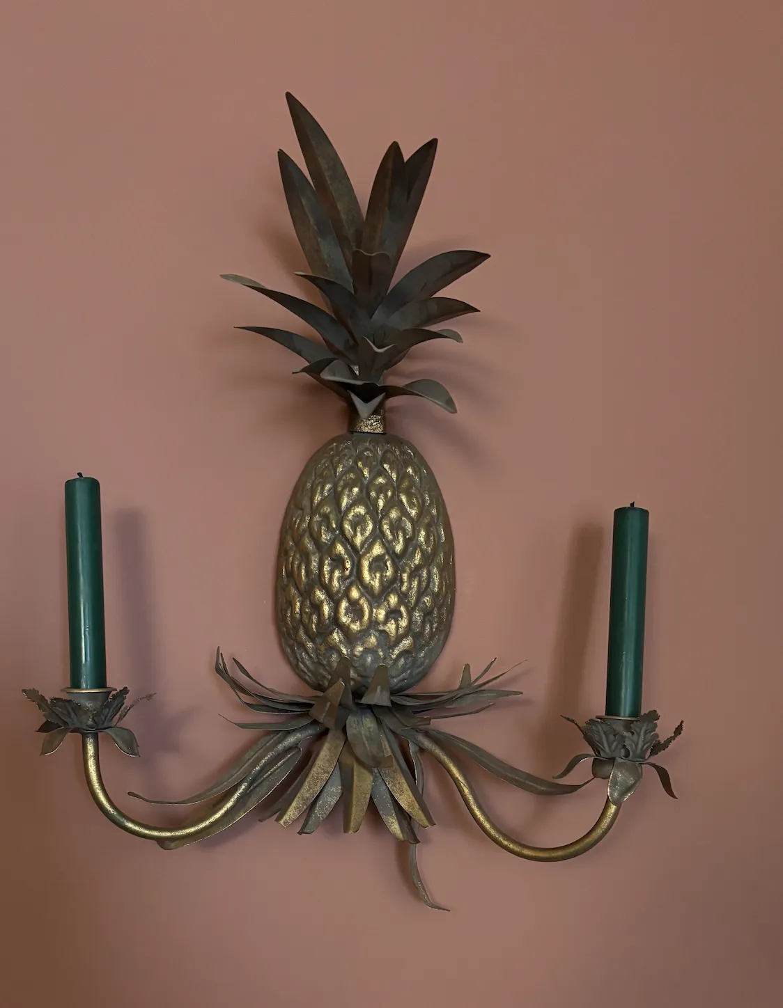 Abigail Ahern Brass Pineapple Wall Sconce Twin Candle Holder With Adjustable Leaves