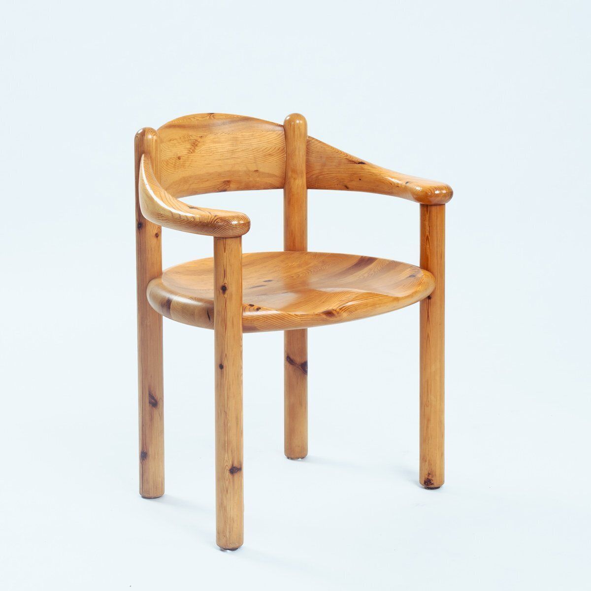 Vintage Pine Wood Dining Chairs By Rainer Damiller, 1970s, Set Of 4 photo furniture