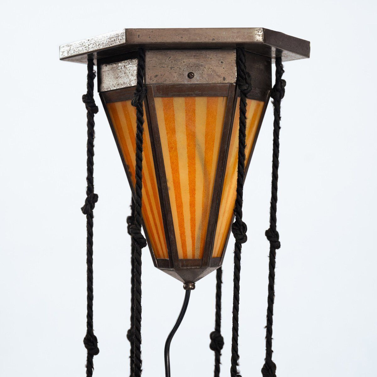 photo furniture Art Deco Amsterdam School Painted Glass Chandelier, The Netherlands, 1930s