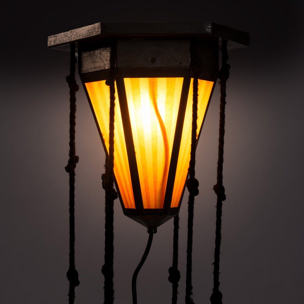 photo for sale Art Deco Amsterdam School Painted Glass Chandelier, The Netherlands, 1930s