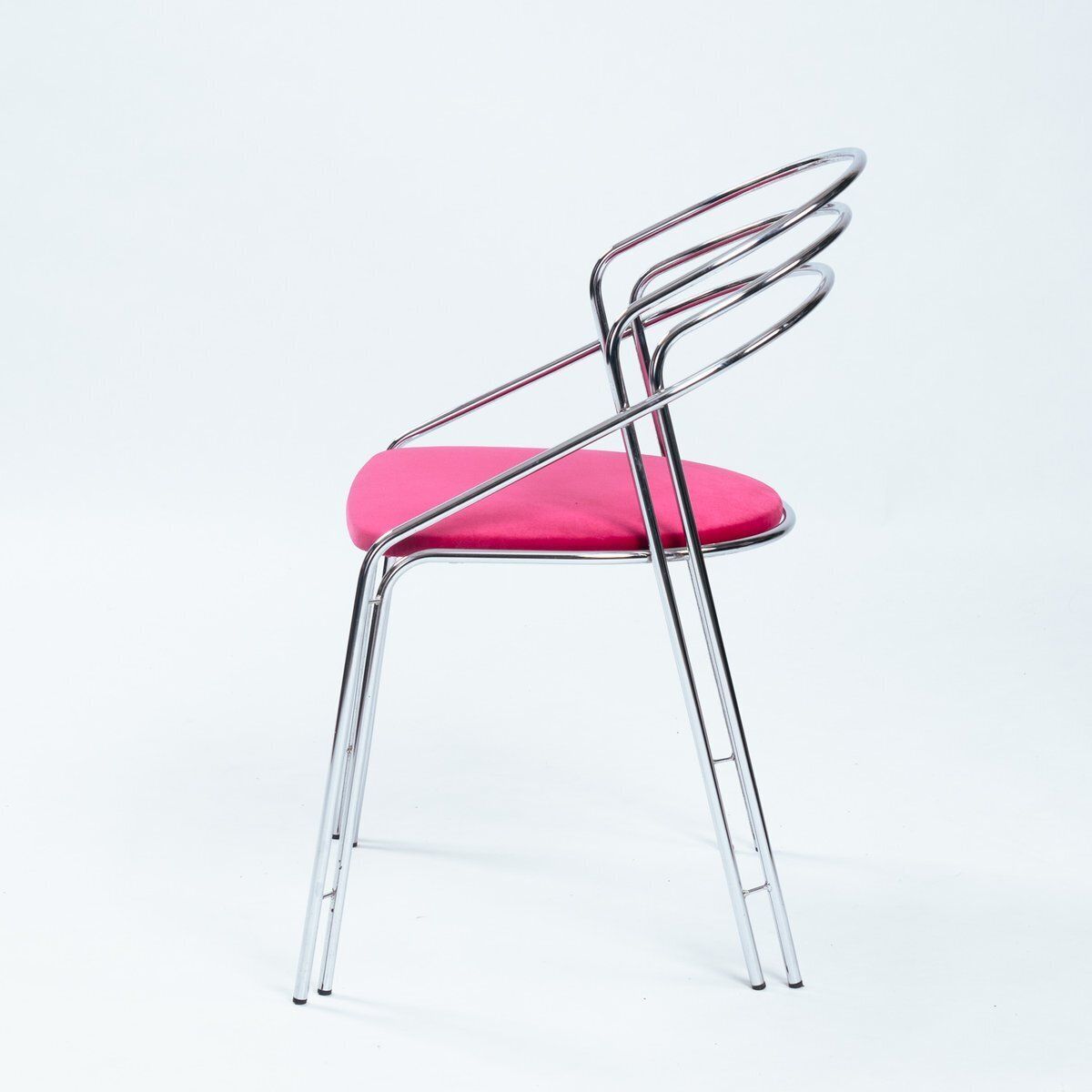 Vintage Chrome Dining Chairs With Pink Velvet Seats, Italy, 1970s, Set Of 4 photo Furniture