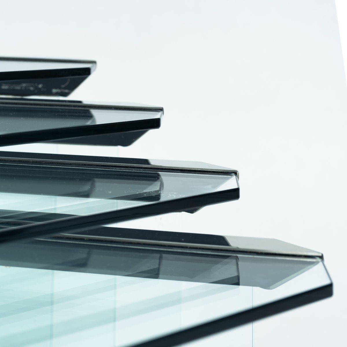 Corner Trangle Nesting Tables In Glass Chrome By Pierangelo Gallotti For Galotti & Radice, 1970s, Set Of 4 photo vintage