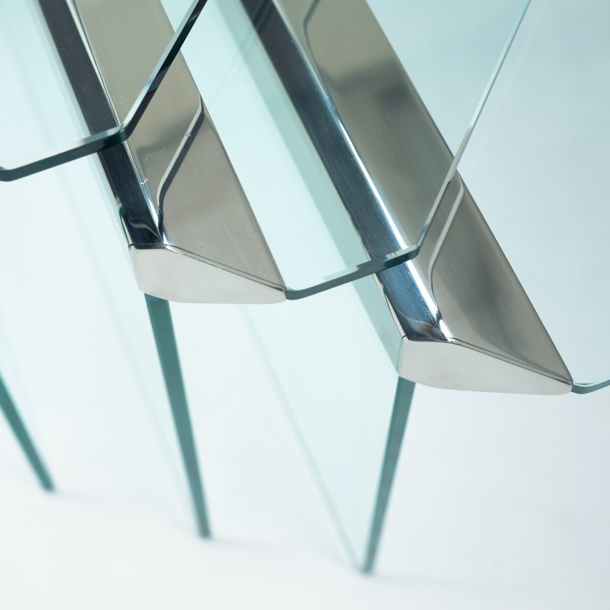 photo furniture Corner Trangle Nesting Tables In Glass Chrome By Pierangelo Gallotti For Galotti & Radice, 1970s, Set Of 4