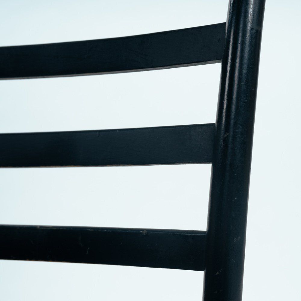 Italian Ebonised Straw Webbing Highback Side Chair In Style Of Chiavari, 1970s photo vintage